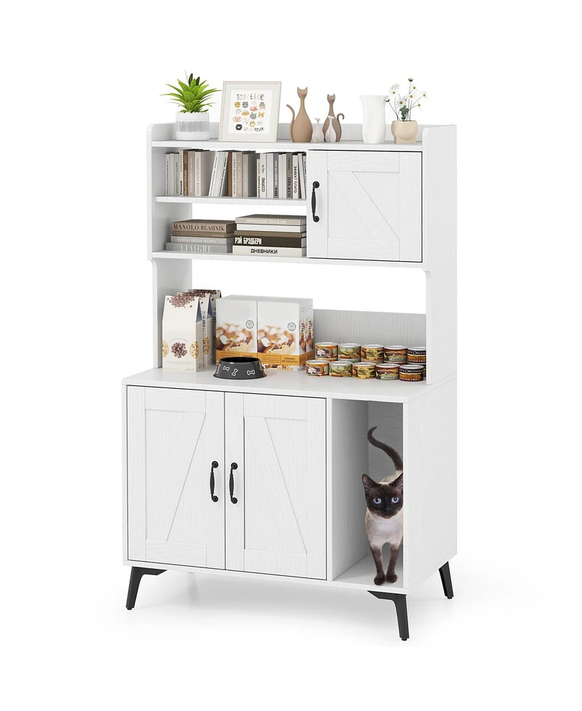 Large Cat Litter Box Enclosure with Display Storage Shelves