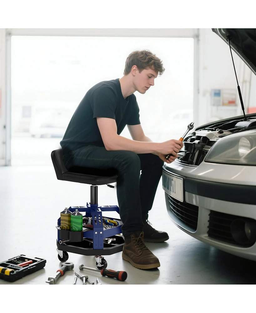 Homcom Rolling Mechanic Stool, 300 Lbs Capacity Garage