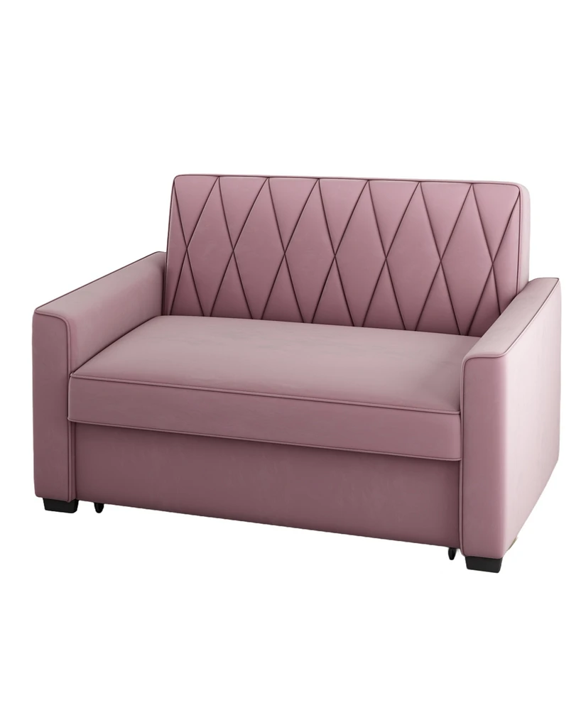 Gold Sparrow 51" Velvet Riverside Convertible Loveseat Bed, Created for Macy's
