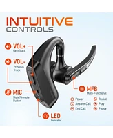 Delton Wireless Headset, Bluetooth Earpiece with Noise Canceling Microphone, Battery Display Charging Case Usb Dongle for Pc/Laptop/Mac/Phones, Compat