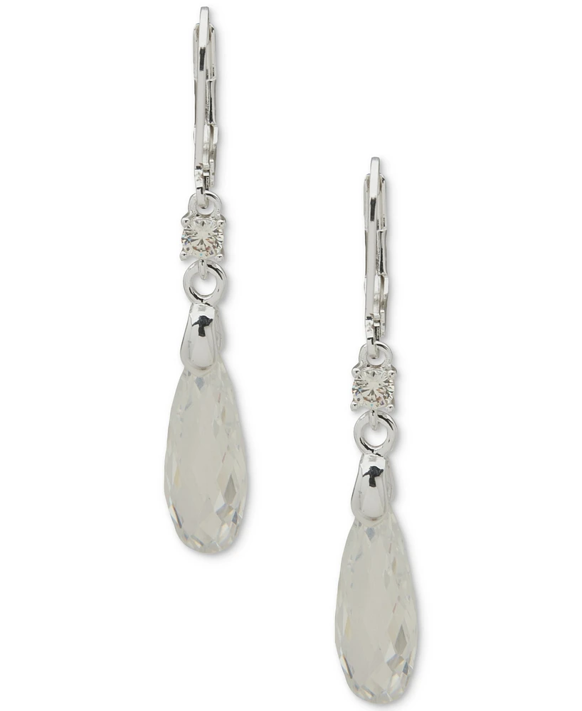 Anne Klein Silver-Tone Briolette Cubic Zirconia Drop Earrings