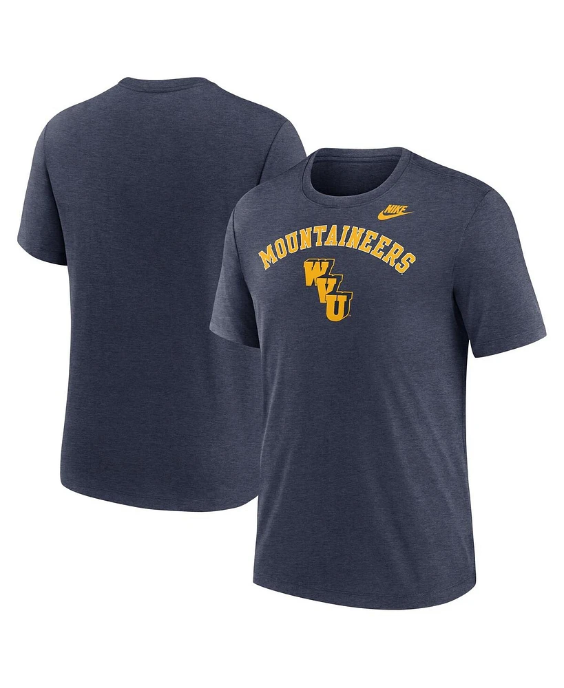 Nike Men's Heather Navy West Virginia Mountaineers Legacy Arch Tri-Blend T-Shirt