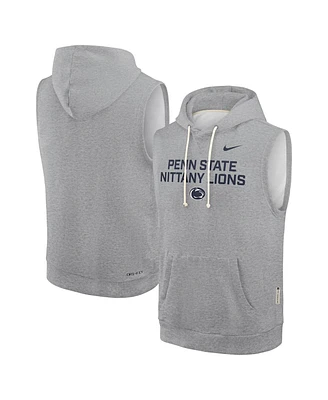 Nike Men's Heather Gray Penn State Nittany Lions 2025 Sideline Performance Sleeveless Pullover Hoodie