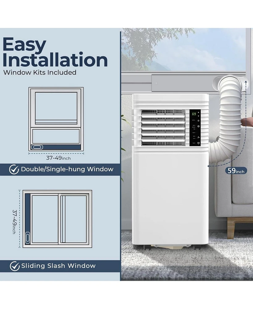 Zafro 8,000 Btu Portable Air Conditioner, Quiet Ac Unit Cools Up to 350 Sq.Ft, 4-in-1 with Fan, Dehumidifier, Sleep Mode, 24H Timer, Led Display, Remo