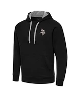 Antigua Men's Black Minnesota Vikings Brushed Carbon Victory Pullover Hoodie