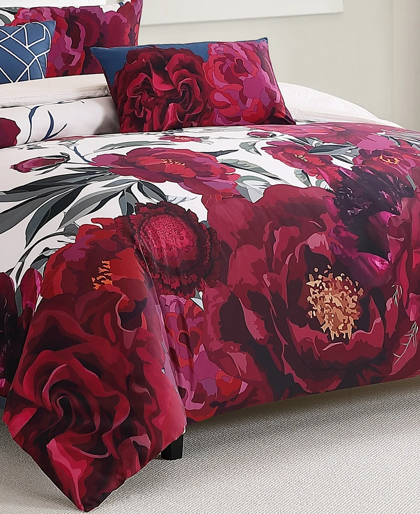 Bebejan Zinnia Bedding 100% Cotton Sateen 5 Piece King Size Reversible Comforter Set