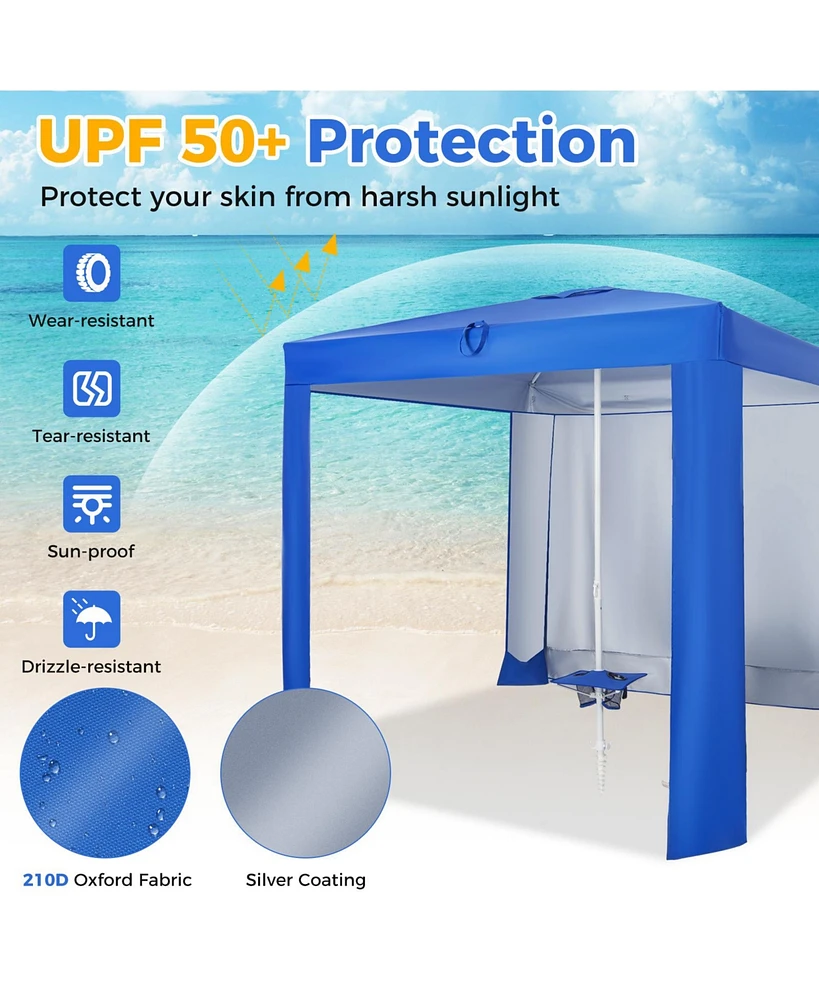 Beach Canopy Tent with Detachable Sidewall and Folding Table