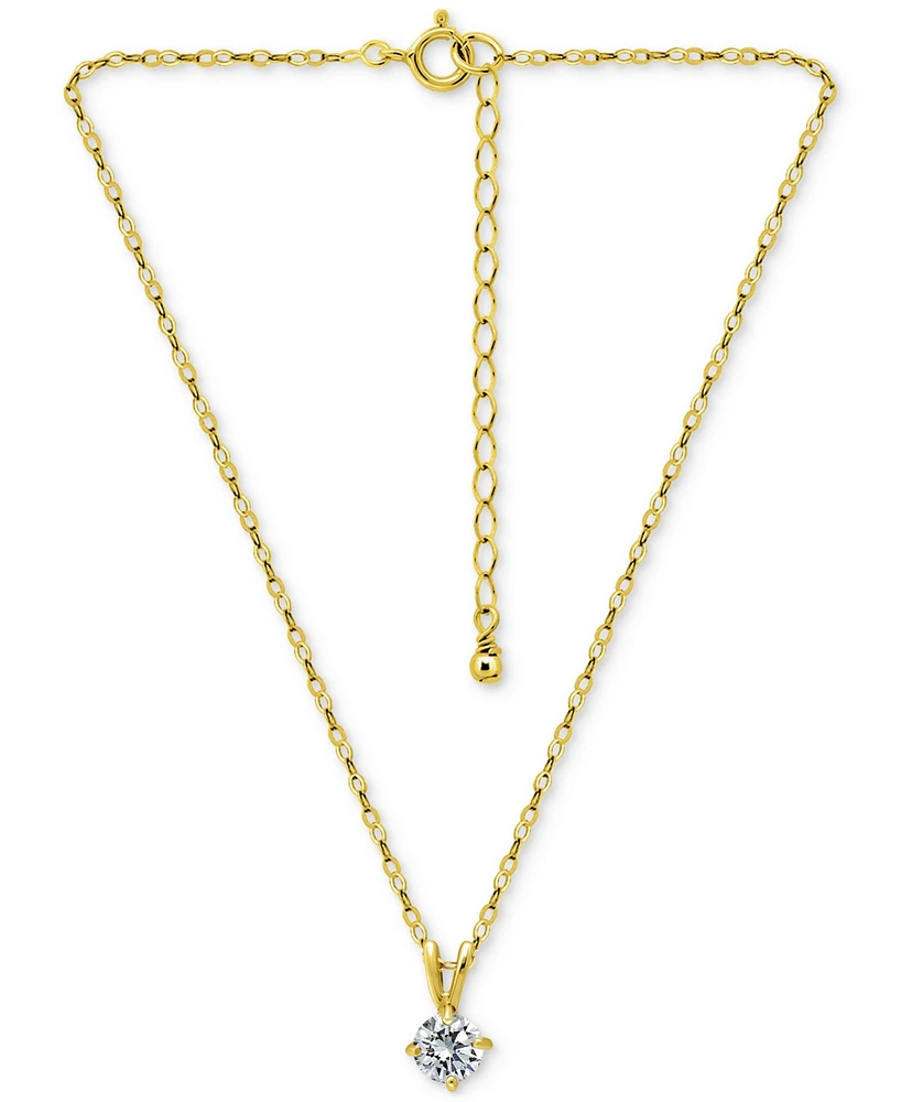 Giani Bernini Cubic Zirconia Solitaire Pendant Necklace 18k Gold over Sterling Silver, 16" + 2" extender, Exclusively at Macy's