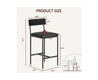 Bar Stools Set of 2, Barstool Set of 2, 25.5 Inches Upholstered Bar Chairs for 2, Counter Height Bar Stools Set for Island, Counter Bar, Retro Black