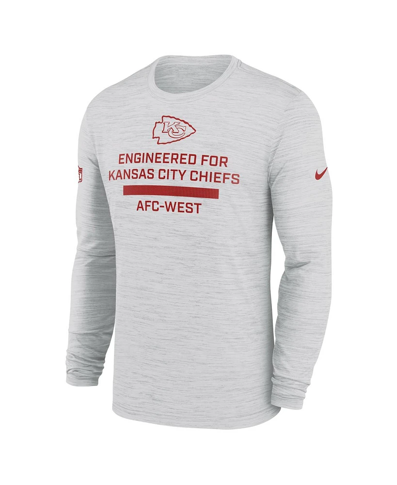 Nike Men's Ash Kansas City Chiefs Sideline Velocity Performance Long Sleeve T-Shirt