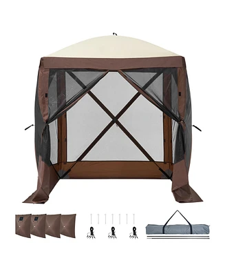 Outdoor 4-Sided Pop Up Gazebo Tent with Mosquito Net For Garden