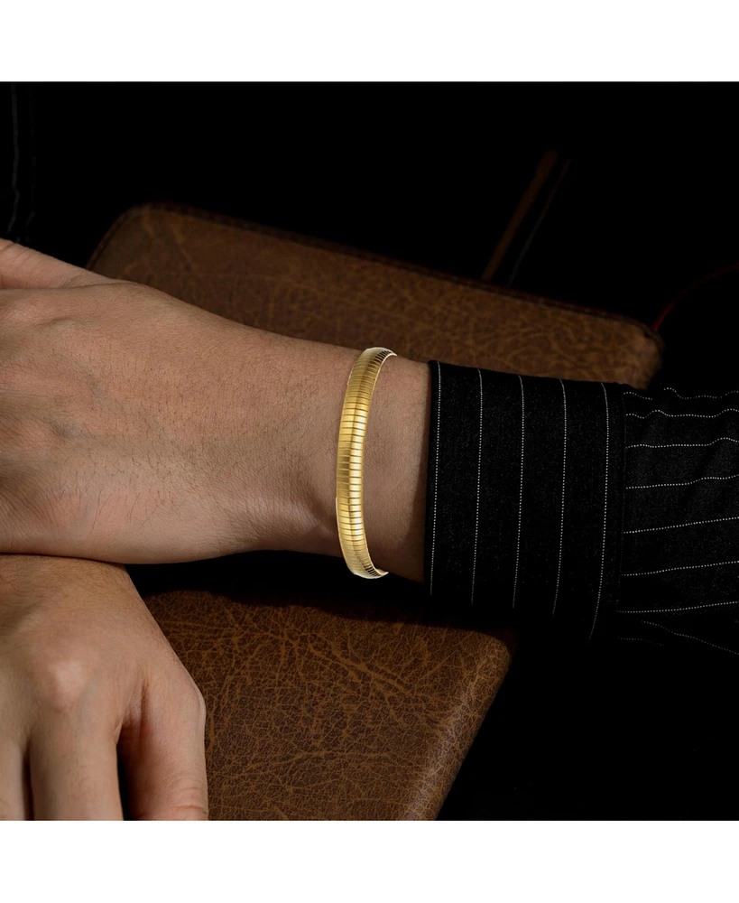 Genevive Sterling Silver 14K Gold Plating Sleek Snake Chain Bracelet with Secure Clasp
