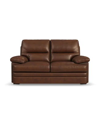 Flexsteel David 70" David Pecan Leather Loveseat