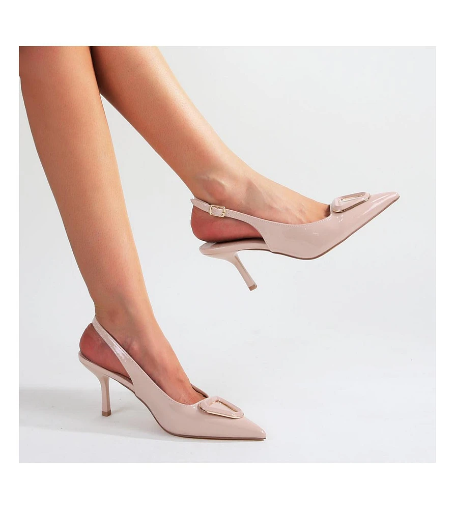 Ceira Patent Slingback Pump with Metallic Accent