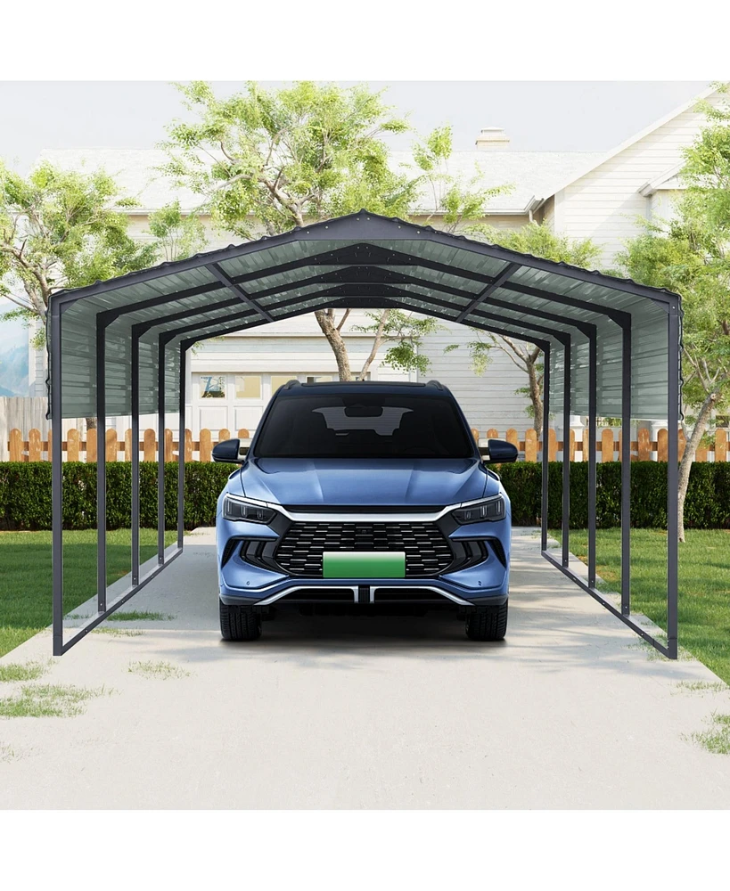 Mondawe 12x20 Ft Steel Galvanized Carport,Heavy Duty Canopy Outdoor Garage