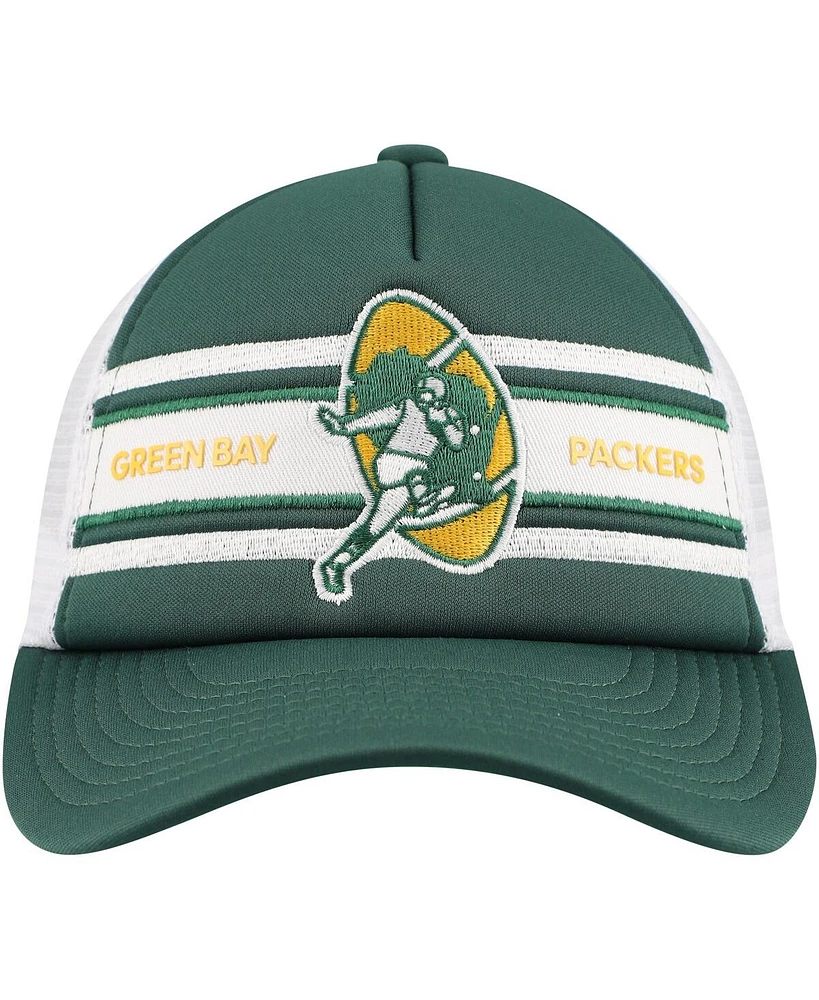 Mitchell & Ness Big Boys and Girls Green Green Bay Packers Stripe Trucker Adjustable Hat