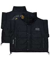 Mitchell & Ness Women's Black Boston Bruins Cropped Full-Zip Puffer Vest
