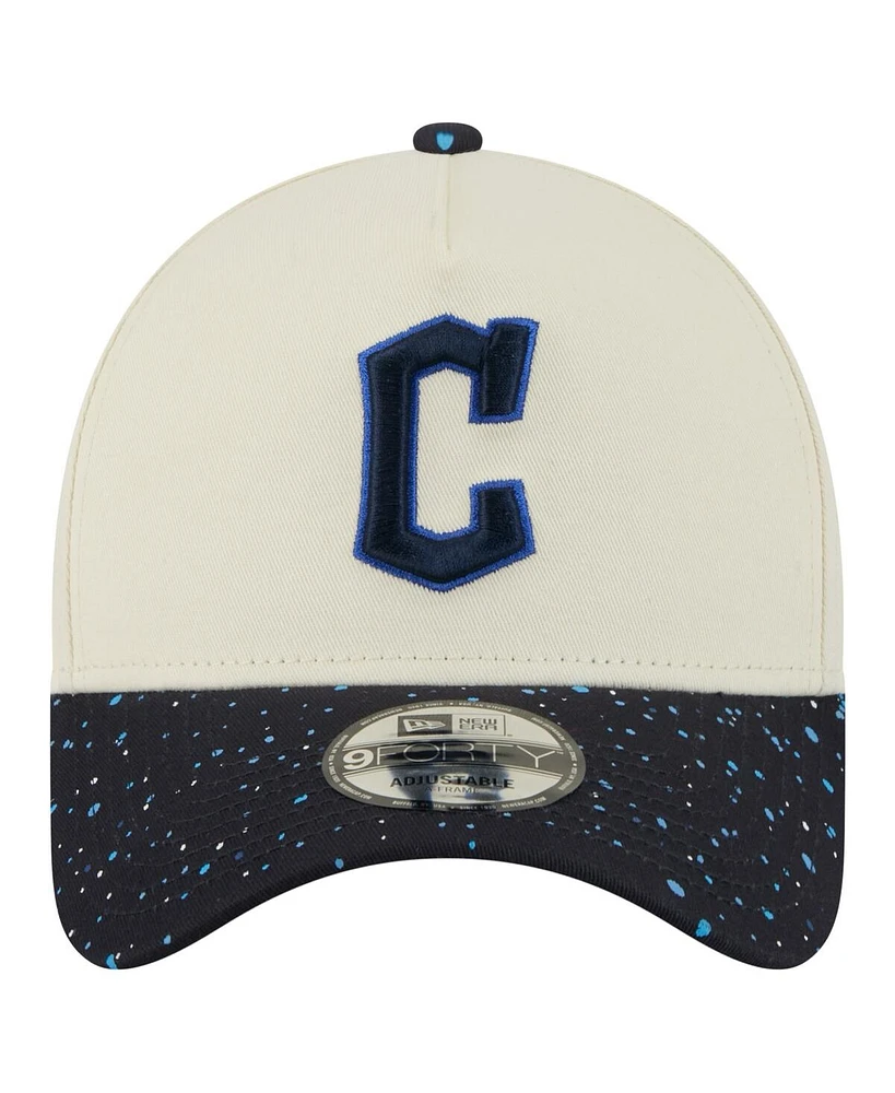 New Era Men's Cream Cleveland Guardians Speckle A-Frame 9FORTY Adjustable Hat