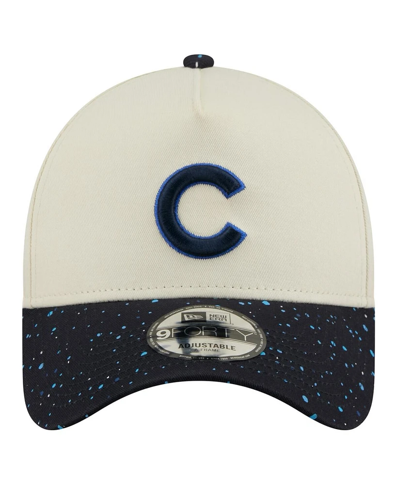New Era Men's Cream Chicago Cubs Speckle A-Frame 9FORTY Adjustable Hat