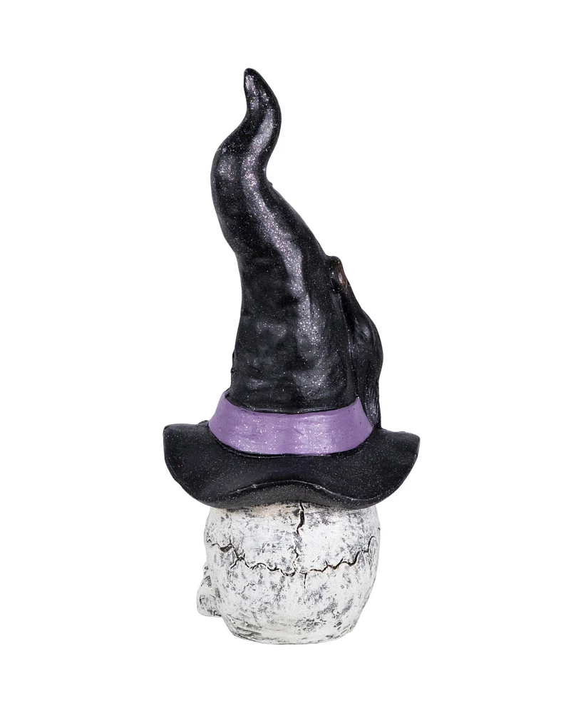 Northlight 22.75" Skull in Witch Hat with Cat Halloween Decoration
