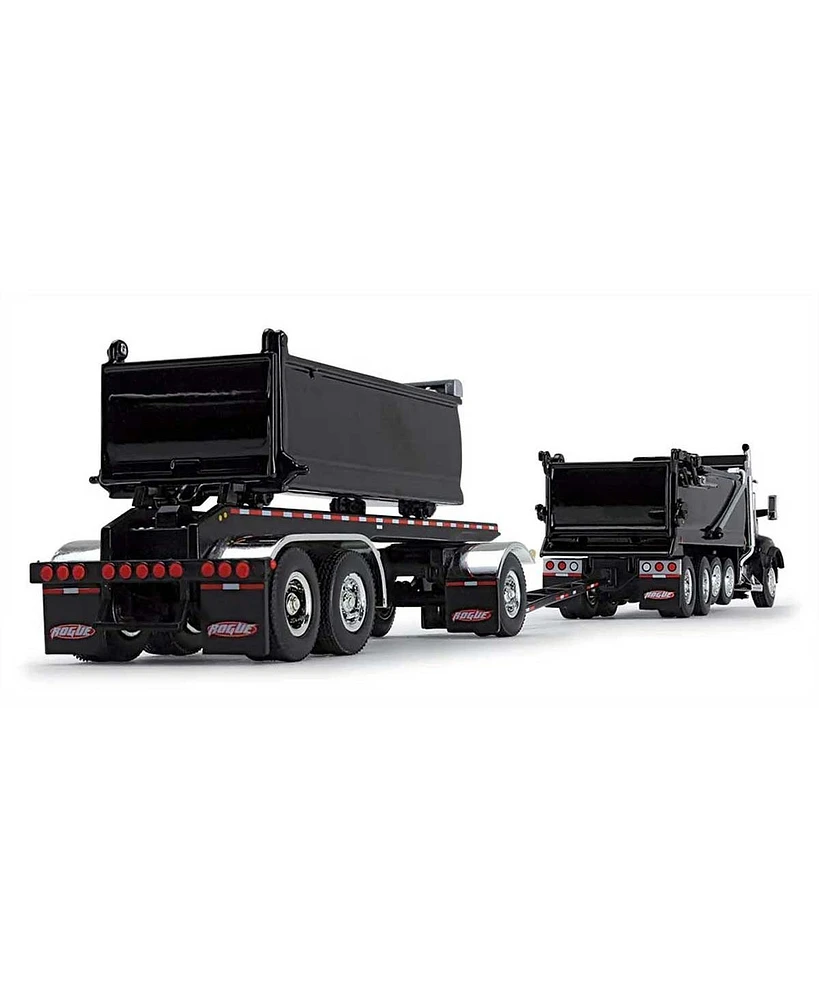 First Gear Dcp 1/64 Black Kenworth T880 Rogue Dump w/ Rogue Transfer Dump Trailer