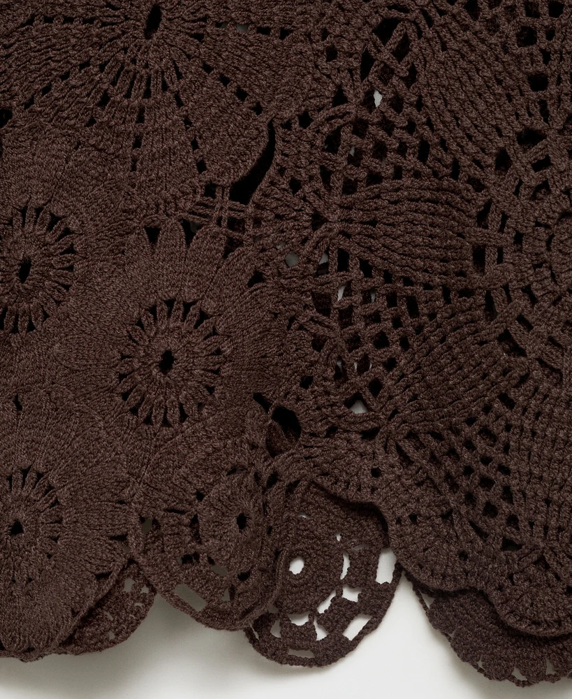 Mango Women's Flowers Crochet Sweater