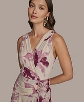Donna Karan New York Women's Chiffon Floral Print Faux-wrap Midi Dress