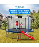 Plexalife Trampoline Step N Slide|Kids Outdoor Step Ladder and Wave Slide Set Fits Standard Round or Rectangle Trampolines with Net or Without - Red