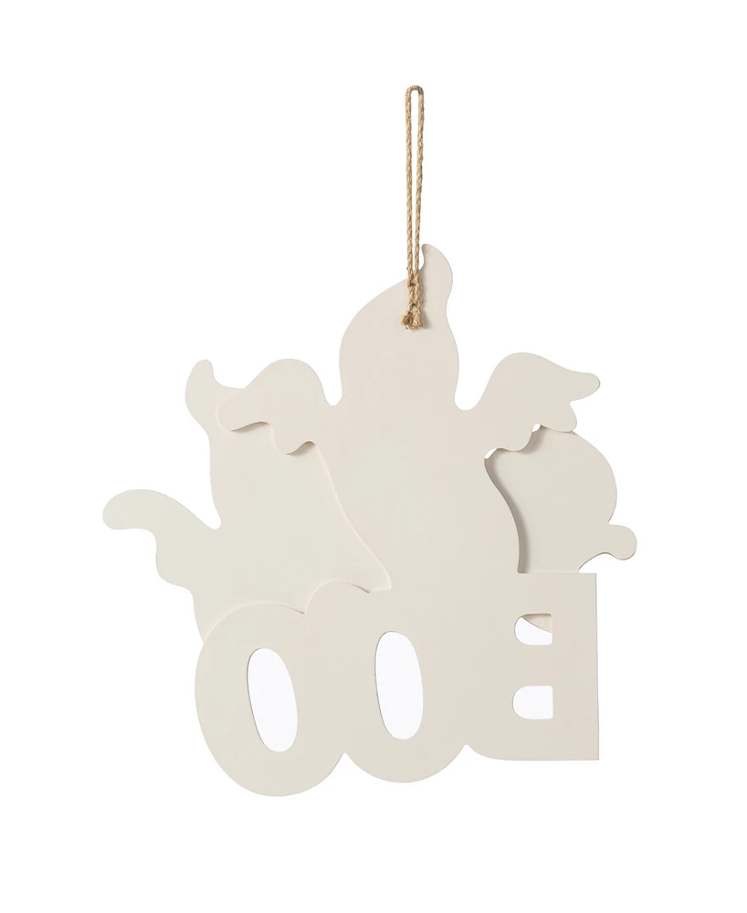 Glitzhome 14" Halloween Wooden Ghost Boo Door Hanger
