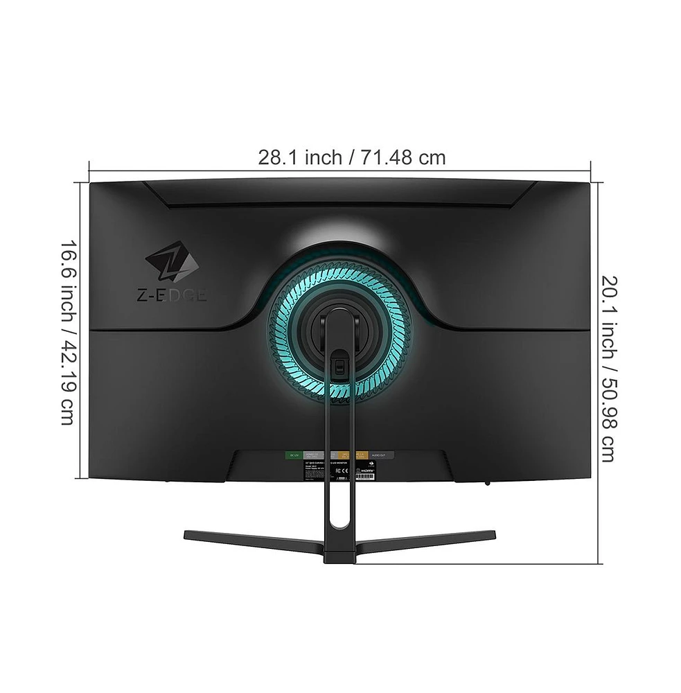 Z-edge 32 inch 1080P Full Hd 1920 x 1080 240 Hz 1 ms Curved Gaming Monitor, FreeSync, Hdmi + Dp, Supports Wall Mount
