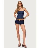Edikted Women's Conley Backless Denim Top