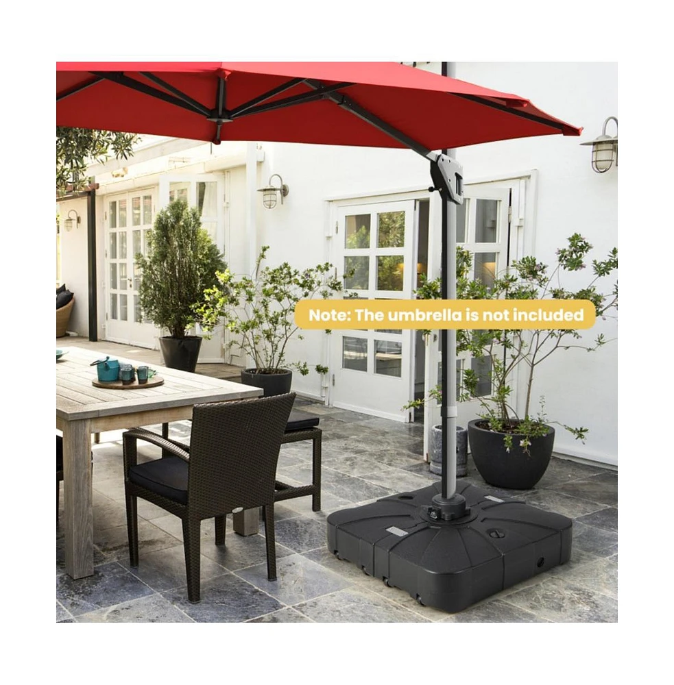 33.5 x 33.5 Inch Fillable Cantilever Umbrella Base with Wheels