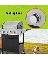 Mondawe Stainless Steel 5-Burner 46,500 Btu Propane Gas Grill with Side Shelves, 4 Wheels