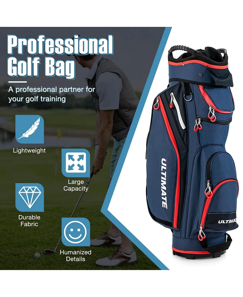 9.5 Inch Golf Cart Bag with 14 Way Dividers Top Organizer