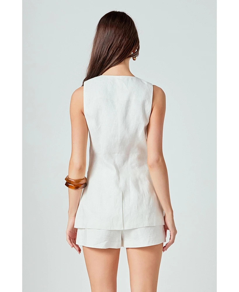 English Factory Women's Linen Vest