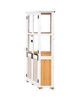 Mondawe 63"H Wood Storage Cabinet,Waterproof Greenhouse with Lockable Door