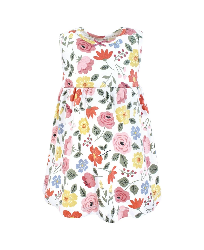 Hudson Baby Girls Cotton Dress and Cardigan Set, Mauve Modern Botanical, 12-18 Months
