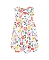 Hudson Baby Girls Cotton Dress and Cardigan Set, Mauve Modern Botanical, 12-18 Months