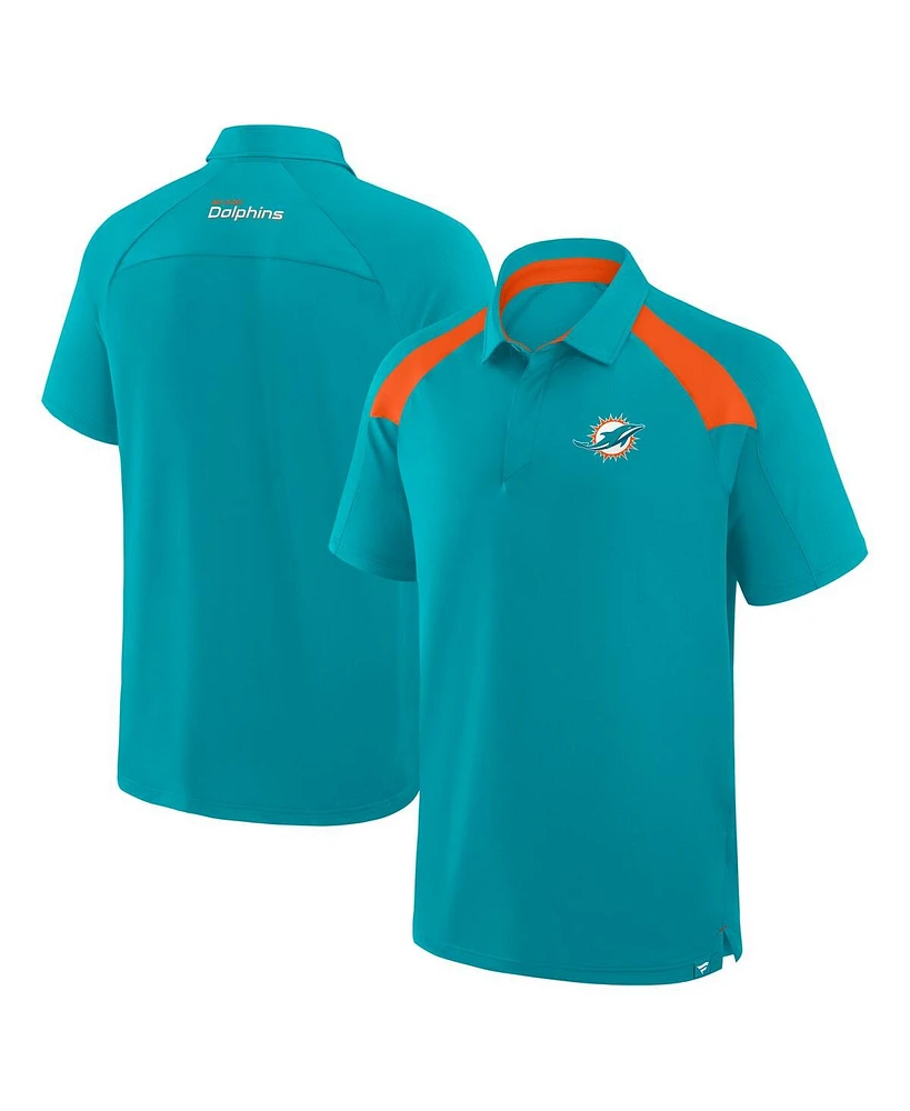 Fanatics Men's Aqua Miami Dolphins Back Around Raglan Polo Shirt