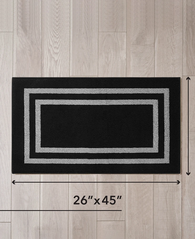Jean Pierre Double Line Border Tufted - Machine Washable Runner Rug
