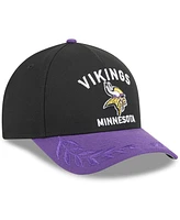 New Era Big Boys and Girls Black/Purple Minnesota Vikings 2025 Nfl Draft 9FORTY A-Frame M-Crown Adjustable Hat