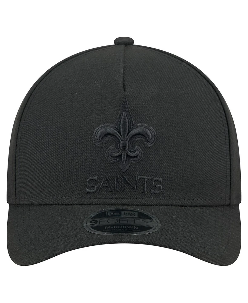 New Era Men's Black New Orleans Saints Team Collection 9FORTY M-crown A-Frame Adjustable Hat