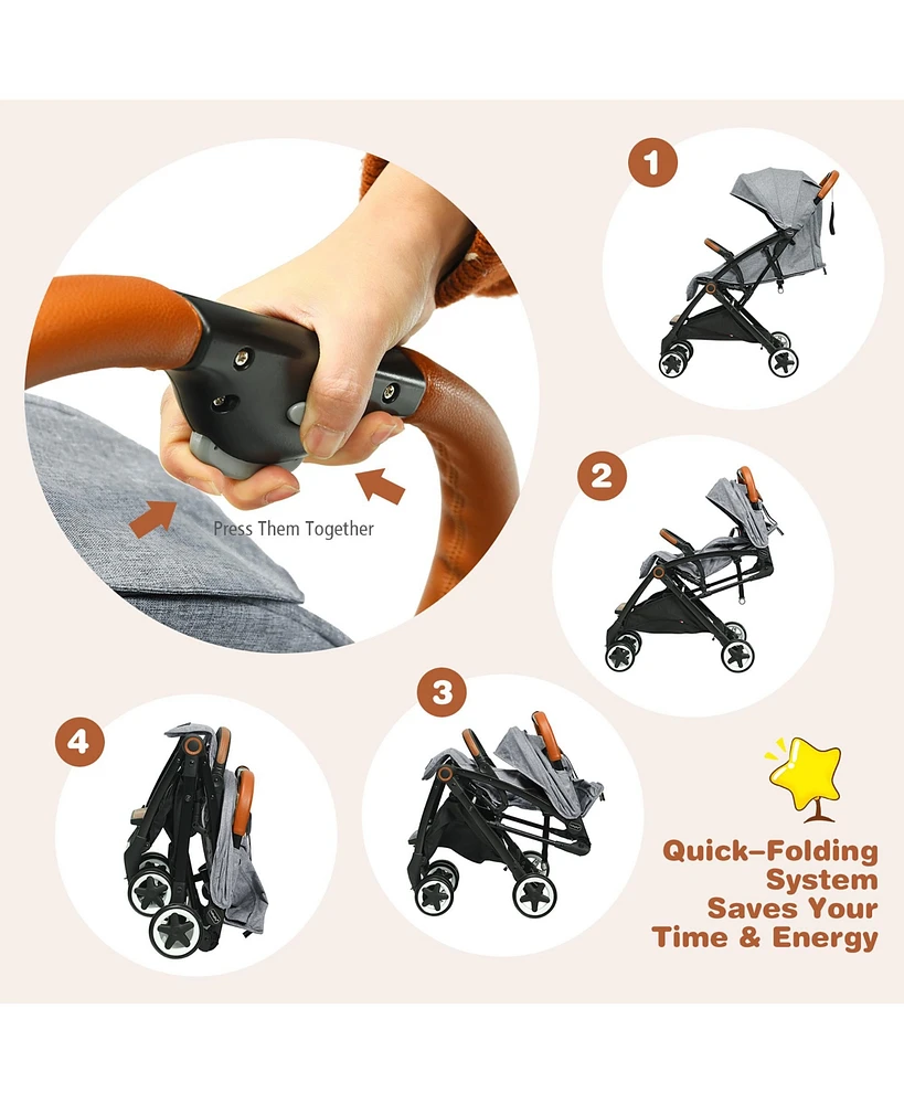 Costway Lightweight Stroller Aluminium Frame with Net for Travel 15 lbs