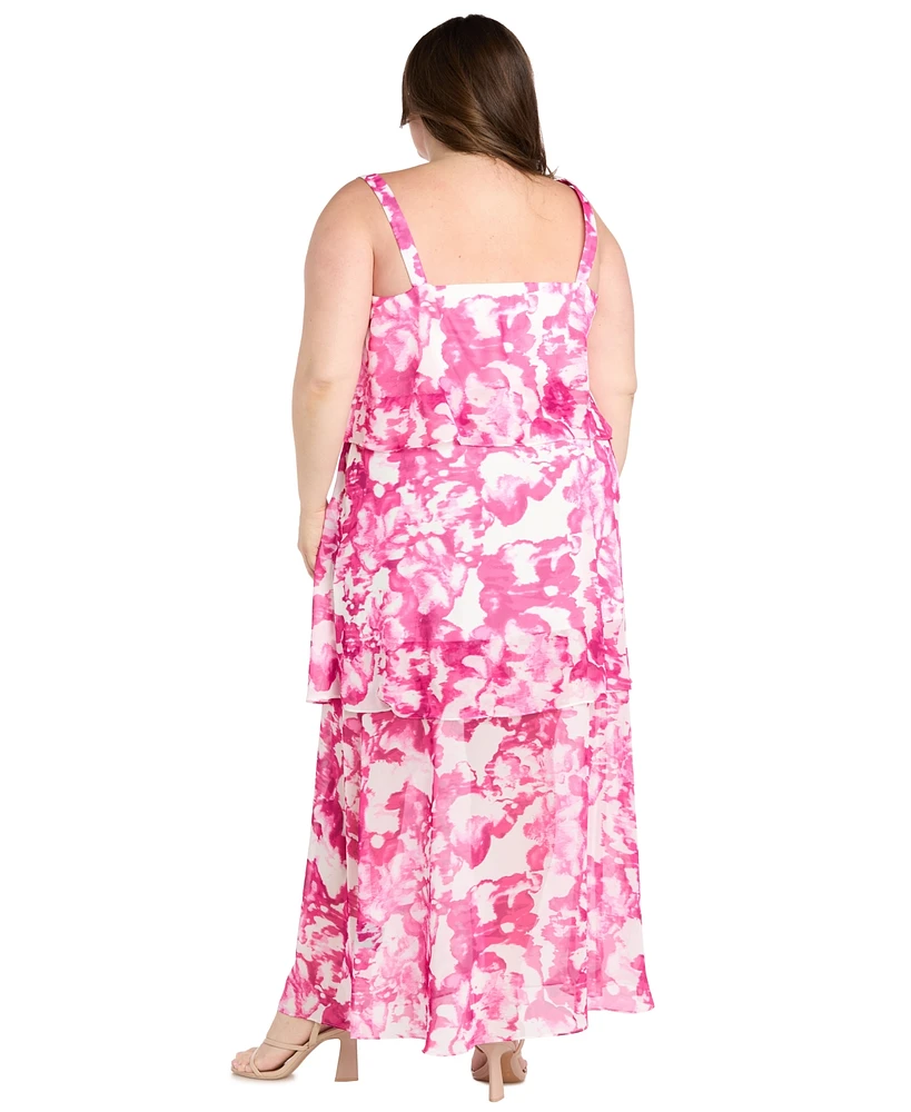 R & M Richards Plus Printed Sleeveless Maxi Dress