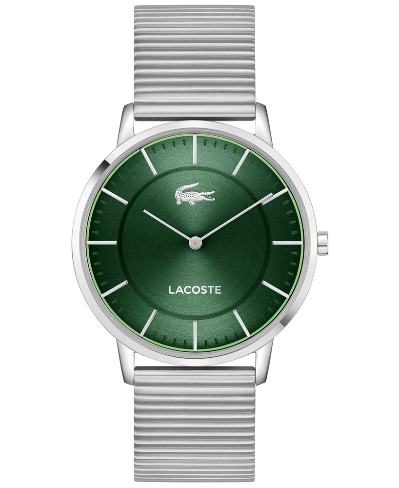 Lacoste Men's Crocorigin Silver Tone Stainless Steel Bracelet Watch, 40.5mm
