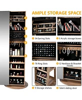 Vlsrka 360° Swivel Free-Standing Jewelry Armoire Cabinet with Mirror