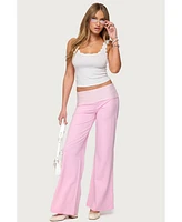 Edikted Women's Meshey Striped Fold Over Pants