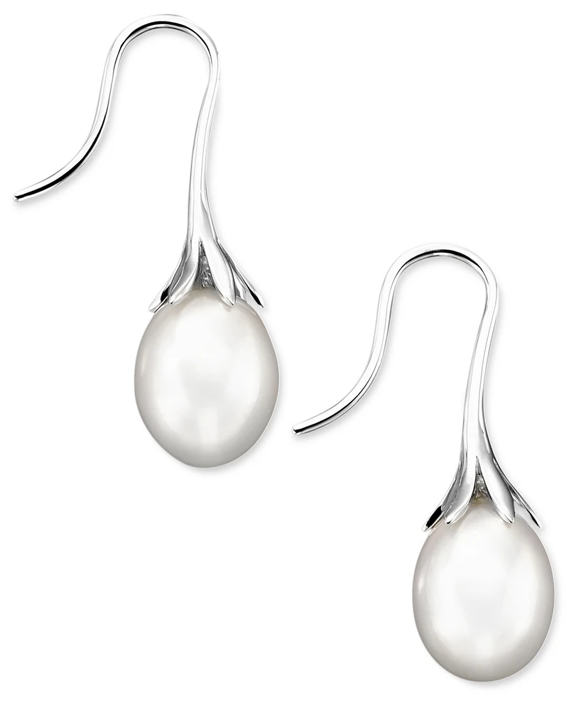 Cultured Freshwater Pearl Drop Earrings 14k Yellow Gold (Also Available White and Rose Gold)