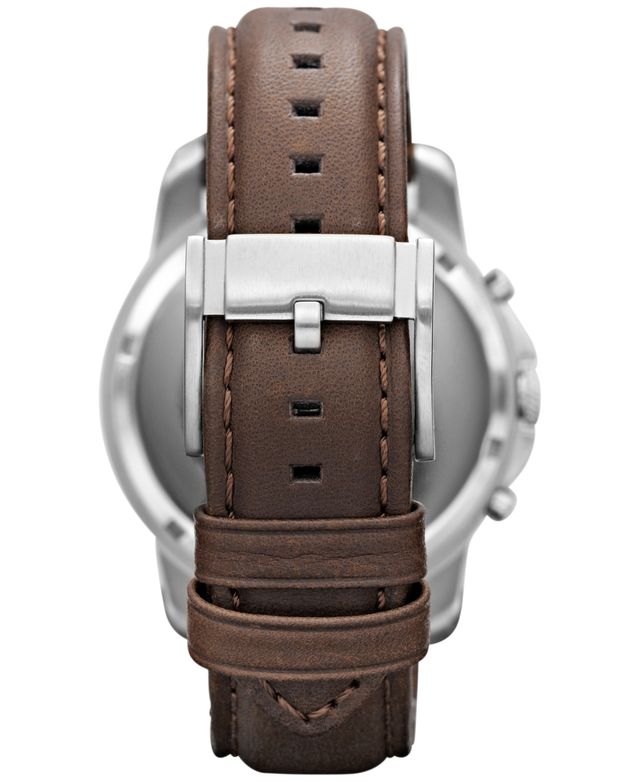 Fossil Men's Chronograph Grant Brown Leather Strap Watch 44mm