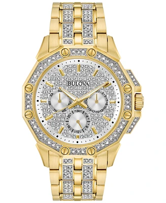 Bulova Men's Crystal Accented Gold-Tone Stainless Steel Bracelet Watch 43mm